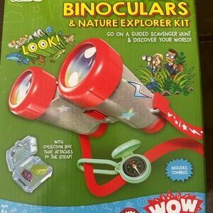 Binoculars & Nature Explorer Kit - Red and Silver Kids Toy